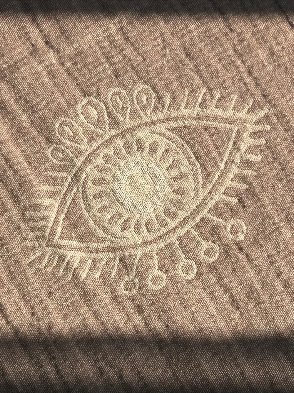 Eyes 100% Organic Woven Cotton Blanket Towel Wrap Taupe + Cream NEW